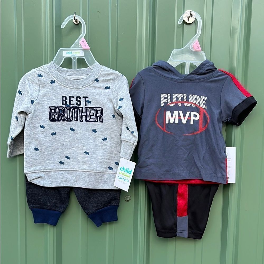 Baby Boys Long Sleeve Sweatshirt and Pants, T-shirt Hoodie & Shorts 4-Piece 0-3M